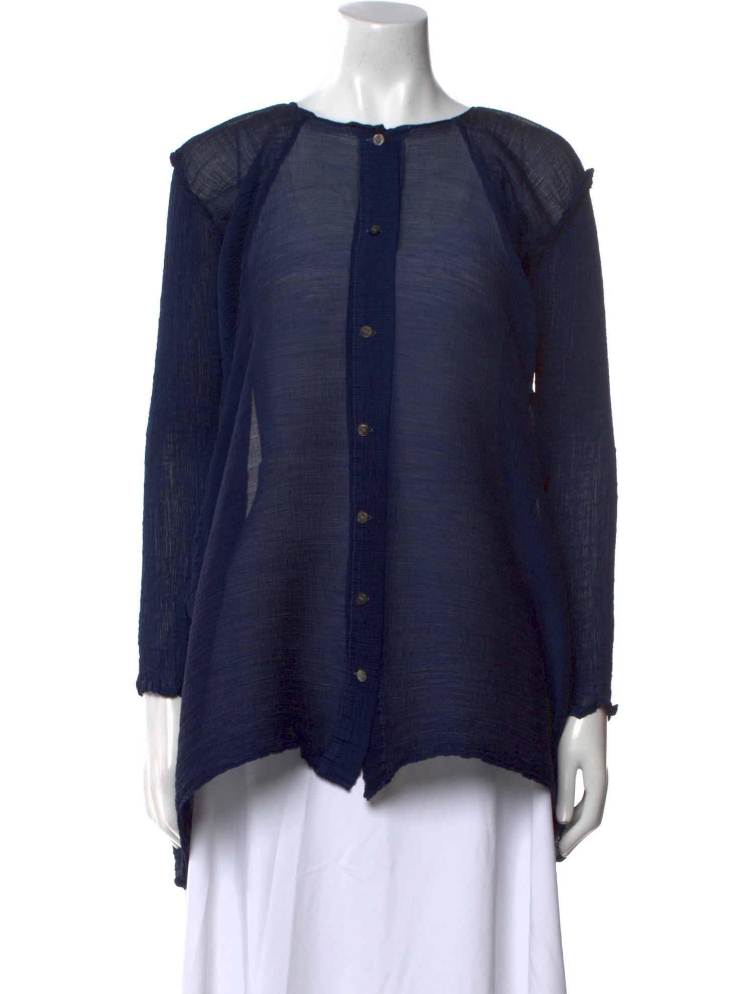 Issey Miyake Cauliflower Scoop Neck Long Sleeve Blouse